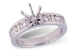 Allison Kaufman Baguette Diamond Engagement Ring Semi-Mount in 14K White Gold, 0.63 ctw