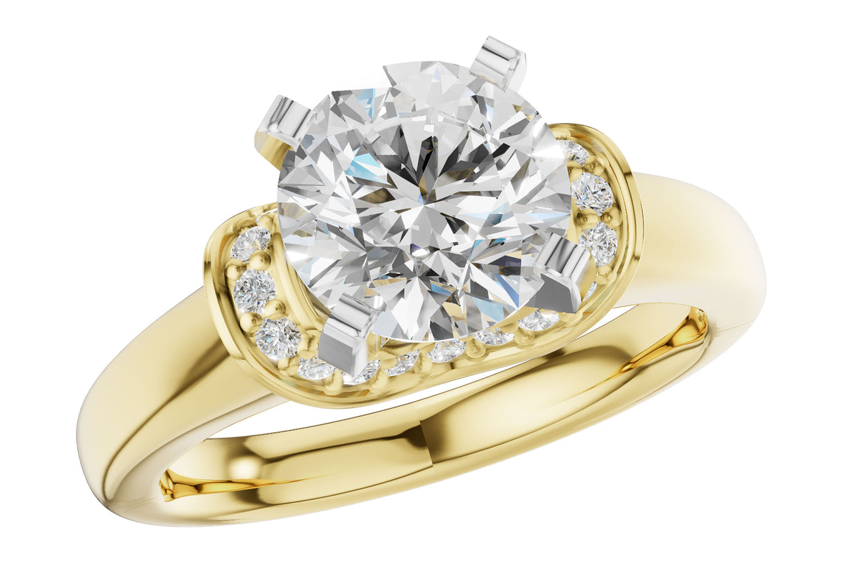 Allison Kaufman Diamond Engagement Ring Semi-Mount in 14K Yellow Gold, 0.16 ctw (L7945)