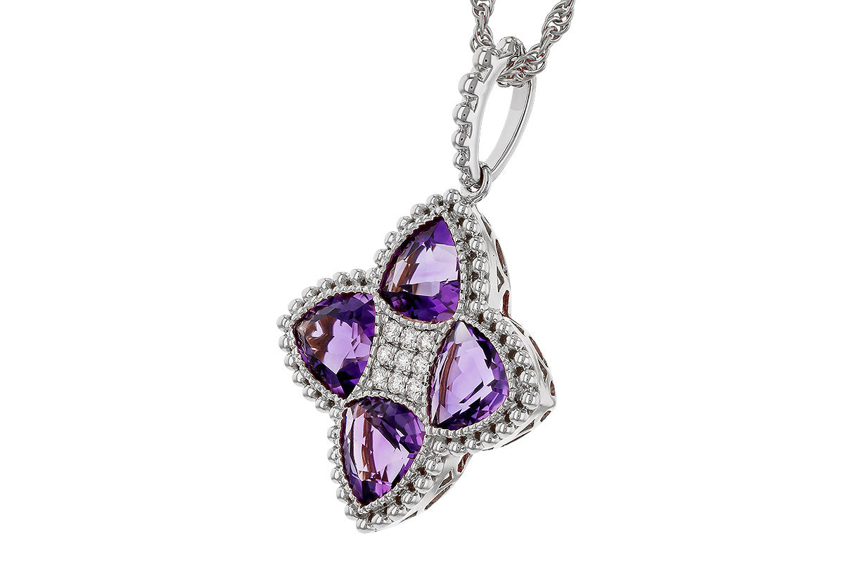 Allison Kaufman Amethyst & Diamond Necklace in 14K White Gold, 2.28 ctw, alternate view
