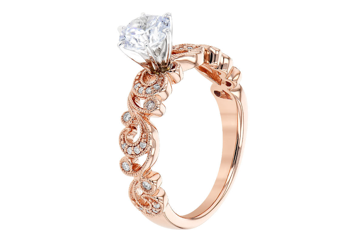 Allison Kaufman Diamond Engagement Ring Semi-Mount in 14K Rose Gold, 0.12 ctw (L7750), alternate view