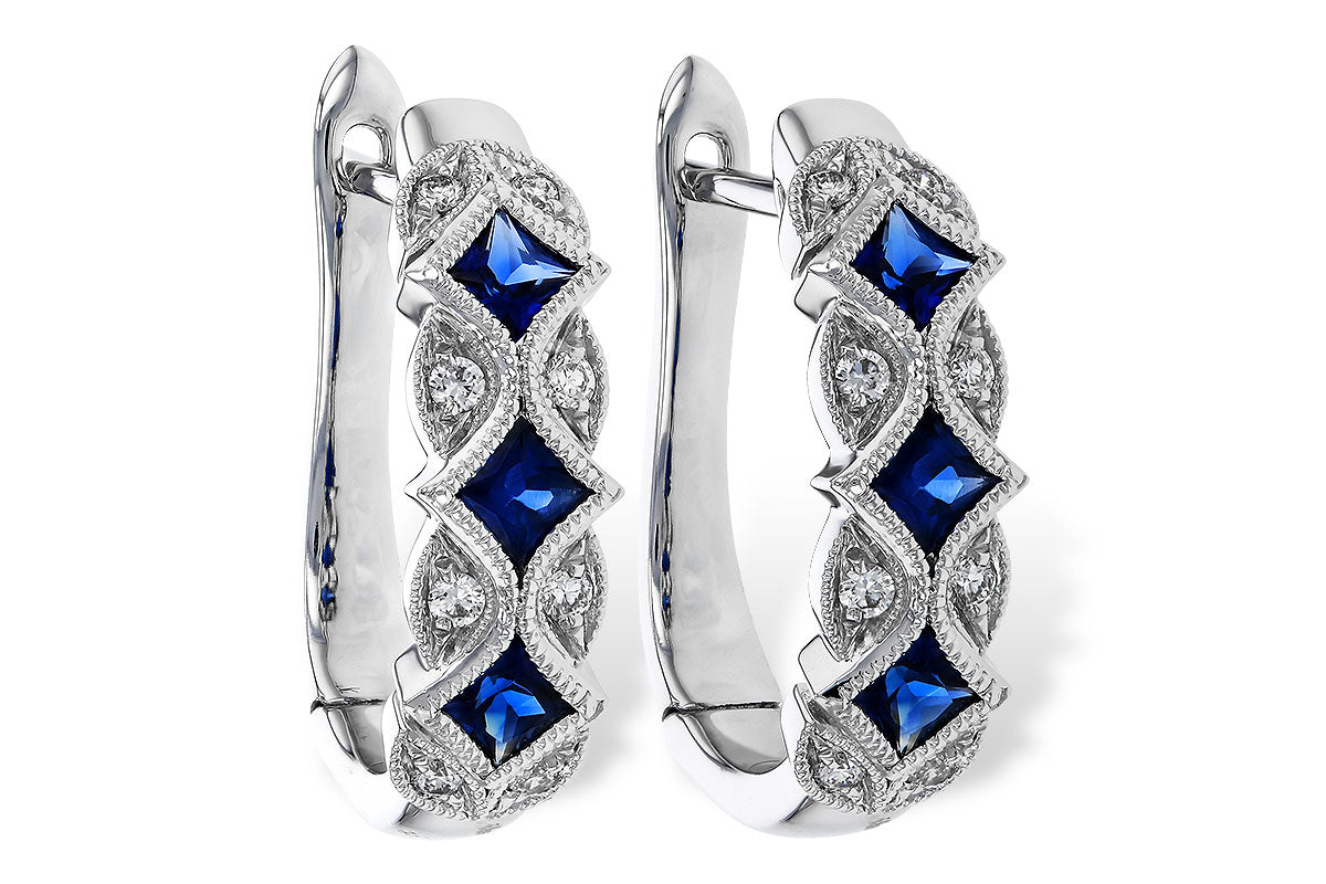 Allison Kaufman Sapphire & Diamond Earrings in 14K White Gold, 0.87 ctw