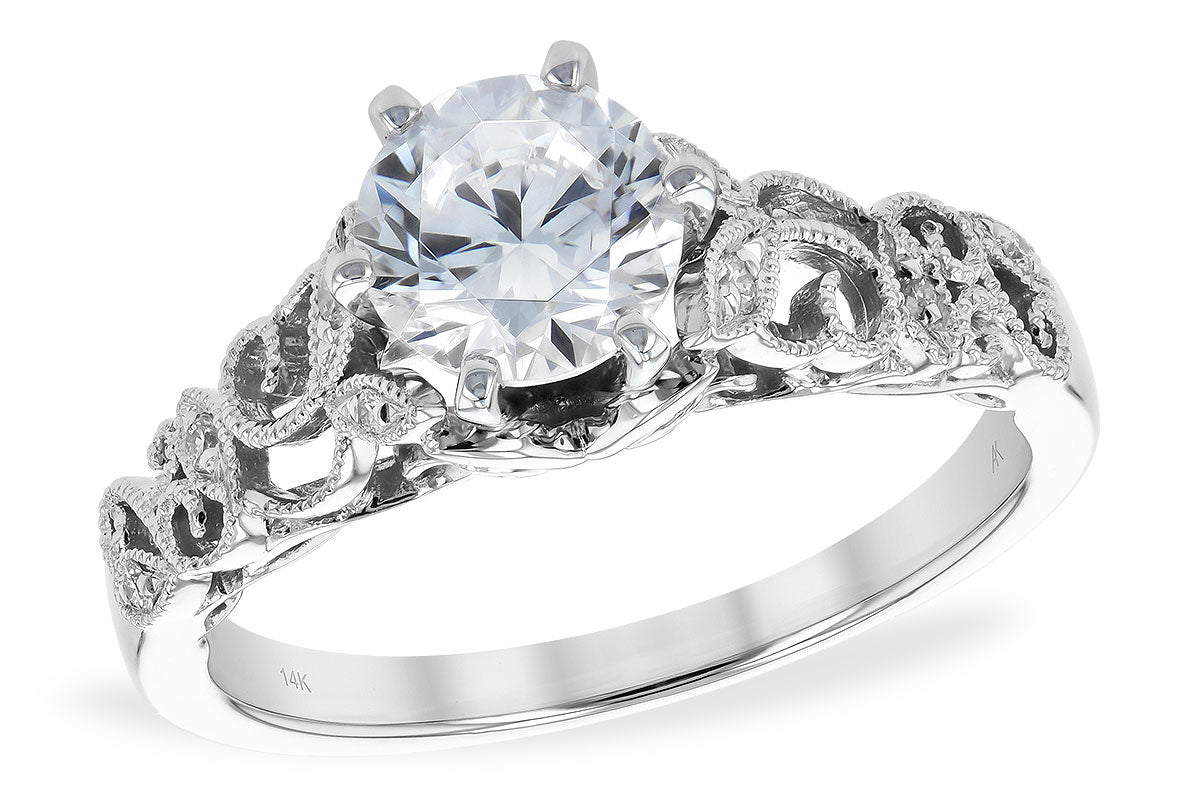 Allison Kaufman Diamond Engagement Ring Semi-Mount in 14K White Gold, 0.06 ctw (L7719)