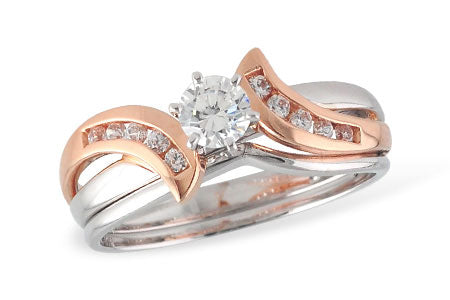 Allison Kaufman Diamond Bridal Set in 14K Two-Tone Gold, 0.45 ctw