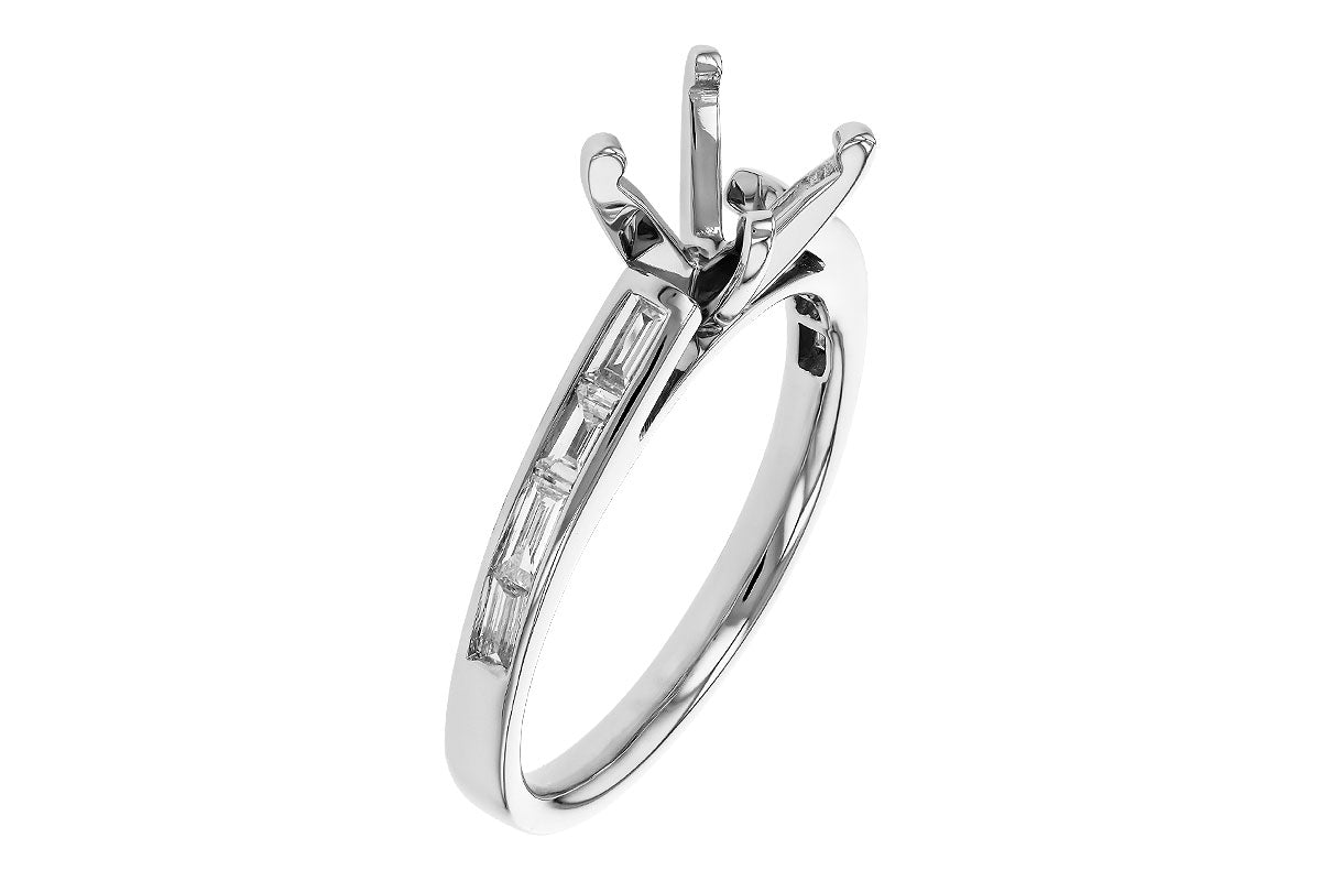 Allison Kaufman Baguette Diamond Engagement Ring Semi-Mount in 14K White Gold, 0.38 ctw, alternate view