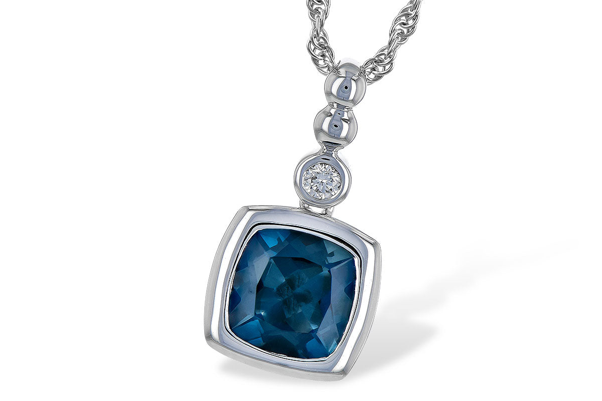 Allison Kaufman London Blue Topaz & Diamond Necklace in 14K White Gold, 1.54 ctw