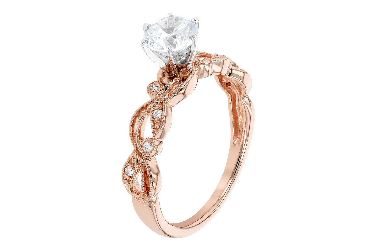 Allison Kaufman Diamond Engagement Ring Semi-Mount in 14K Rose Gold, 0.06 ctw (L7752), alternate view