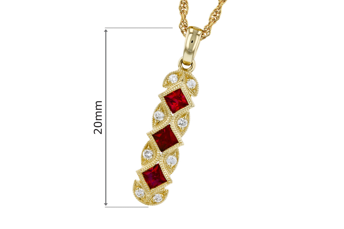 Allison Kaufman Ruby & Diamond Necklace in 14K Yellow Gold, 0.64 ctw, alternate view