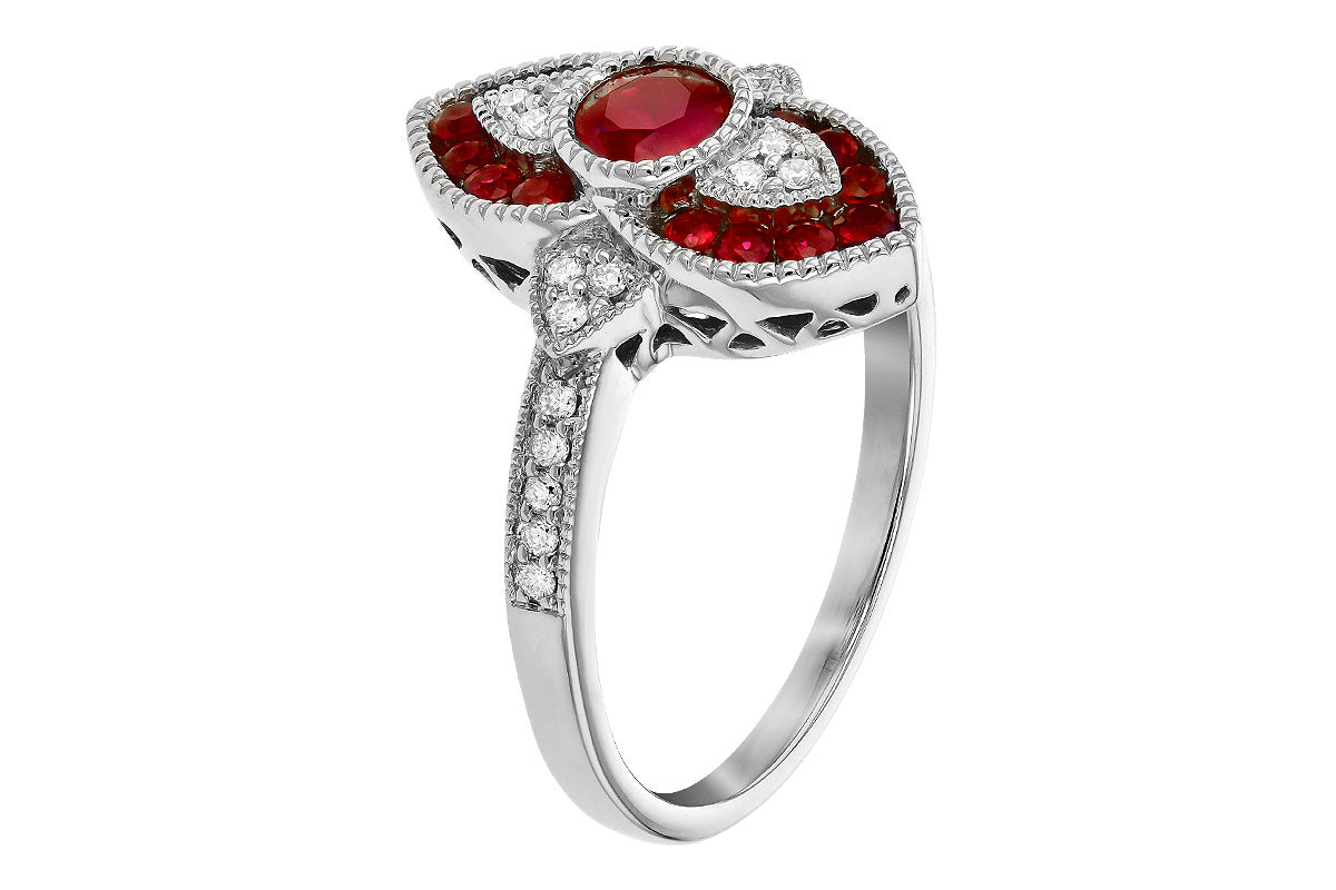 Allison Kaufman Ruby & Diamond Ring in 14K White Gold, 0.75 ctw, alternate view