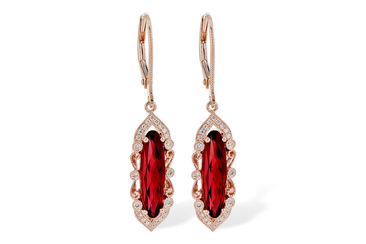 Allison Kaufman Garnet & Diamond Earrings in 14K Rose Gold, 3.50 ctw