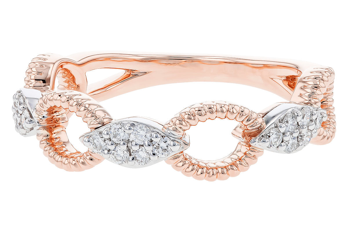 Allison Kaufman Diamond Wedding Band in 14K Rose & White Gold, 0.20 ctw, alternate view