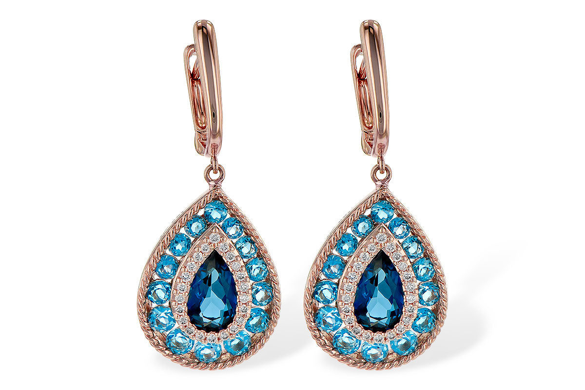 Allison Kaufman Blue Topaz & Diamond Earrings in 14K Rose Gold, 3.32 ctw