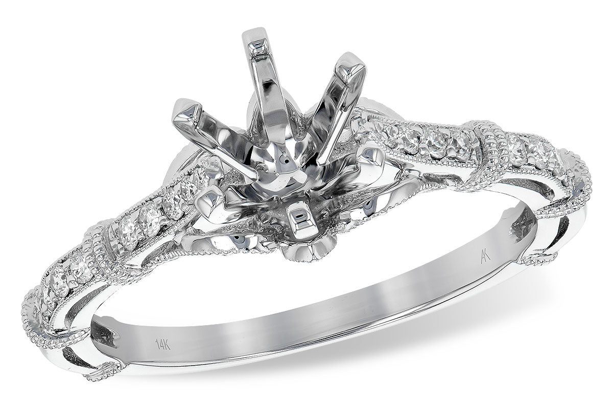 Allison Kaufman Diamond Engagement Ring Semi-Mount in 14K White Gold, 0.14 ctw (L7745)