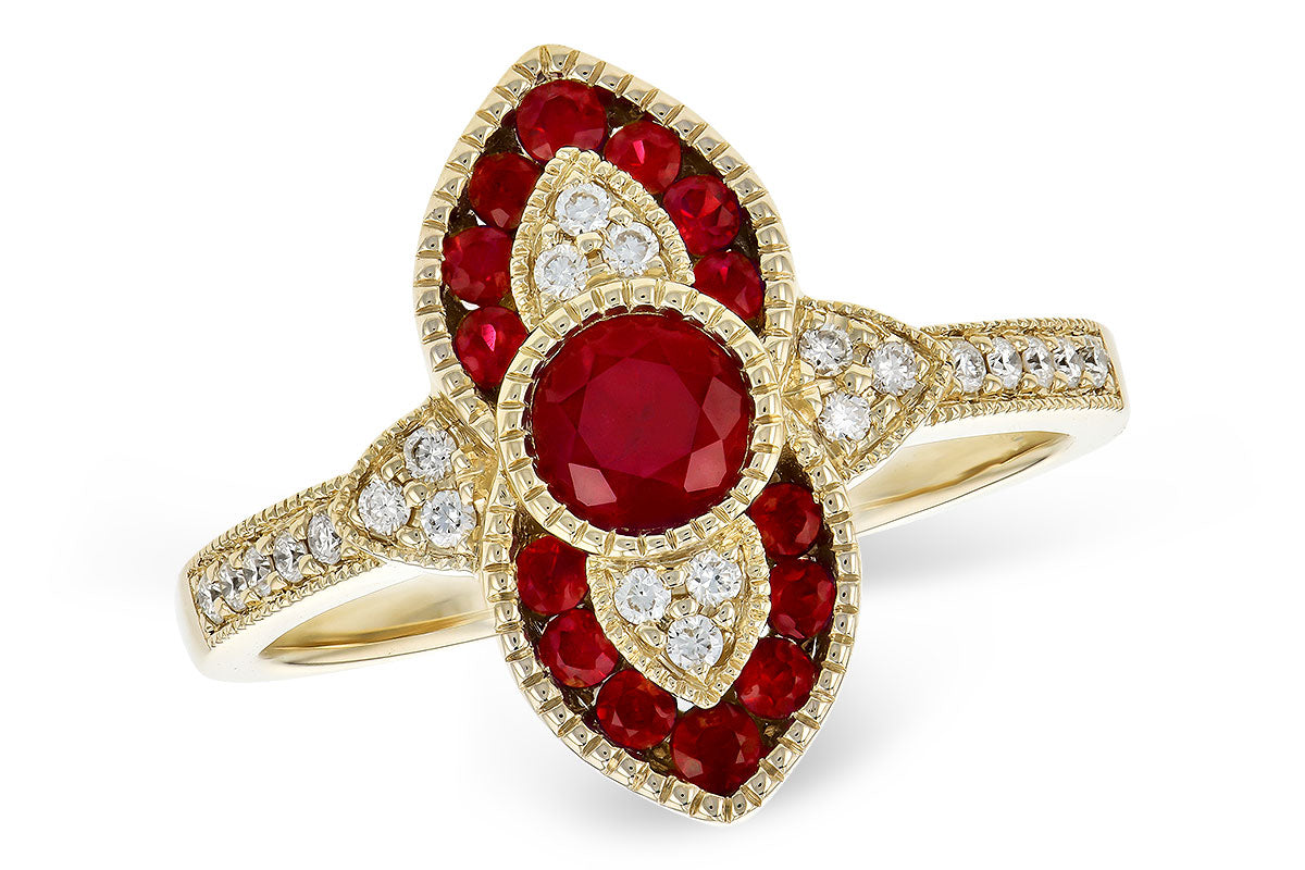 Allison Kaufman Ruby & Diamond Ring in 14K Yellow Gold, 0.75 ctw