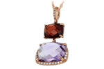 Allison Kaufman Amethyst, Garnet & Diamond Necklace in 14K Rose Gold, 5.00 ctw, alternate view