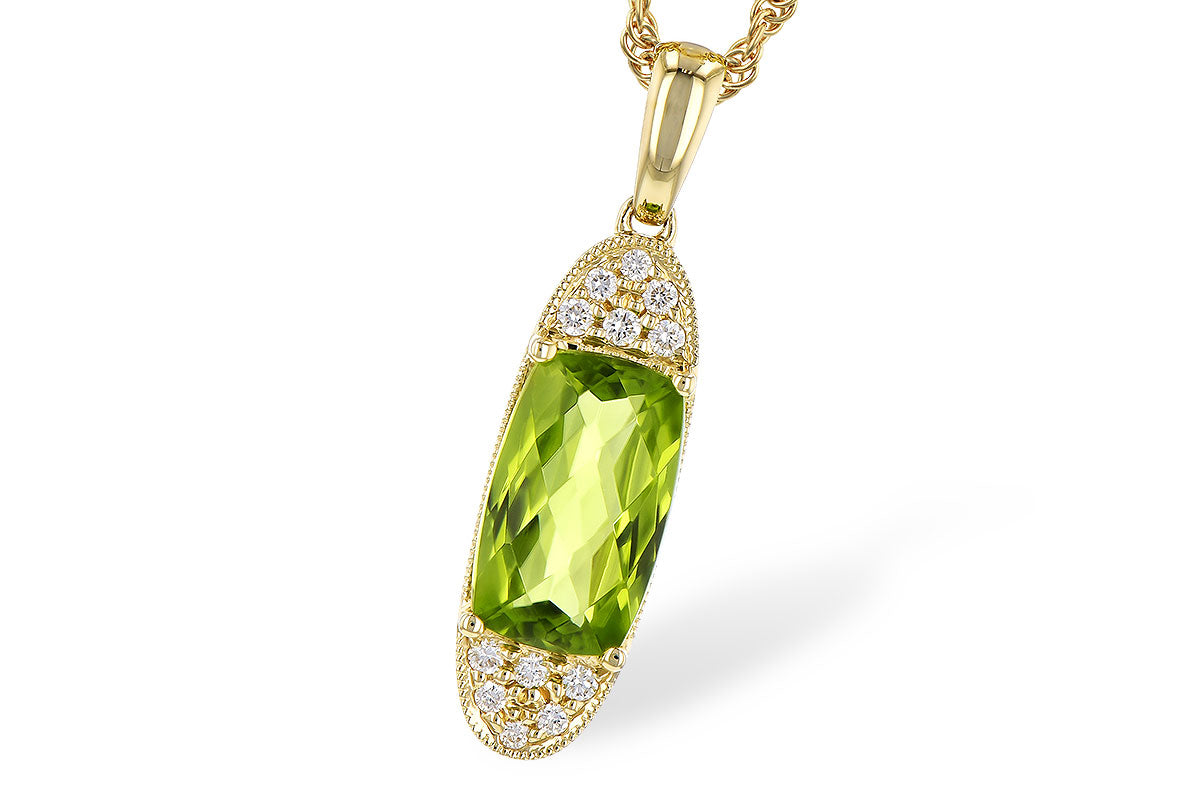 Allison Kaufman Peridot & Diamond Necklace in 14K Yellow Gold, 2.00 ctw (N8313)