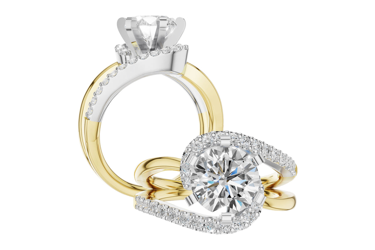 Allison Kaufman Diamond Engagement Ring Semi-Mount in 14K Yellow & White Gold, 0.35 ctw, alternate view