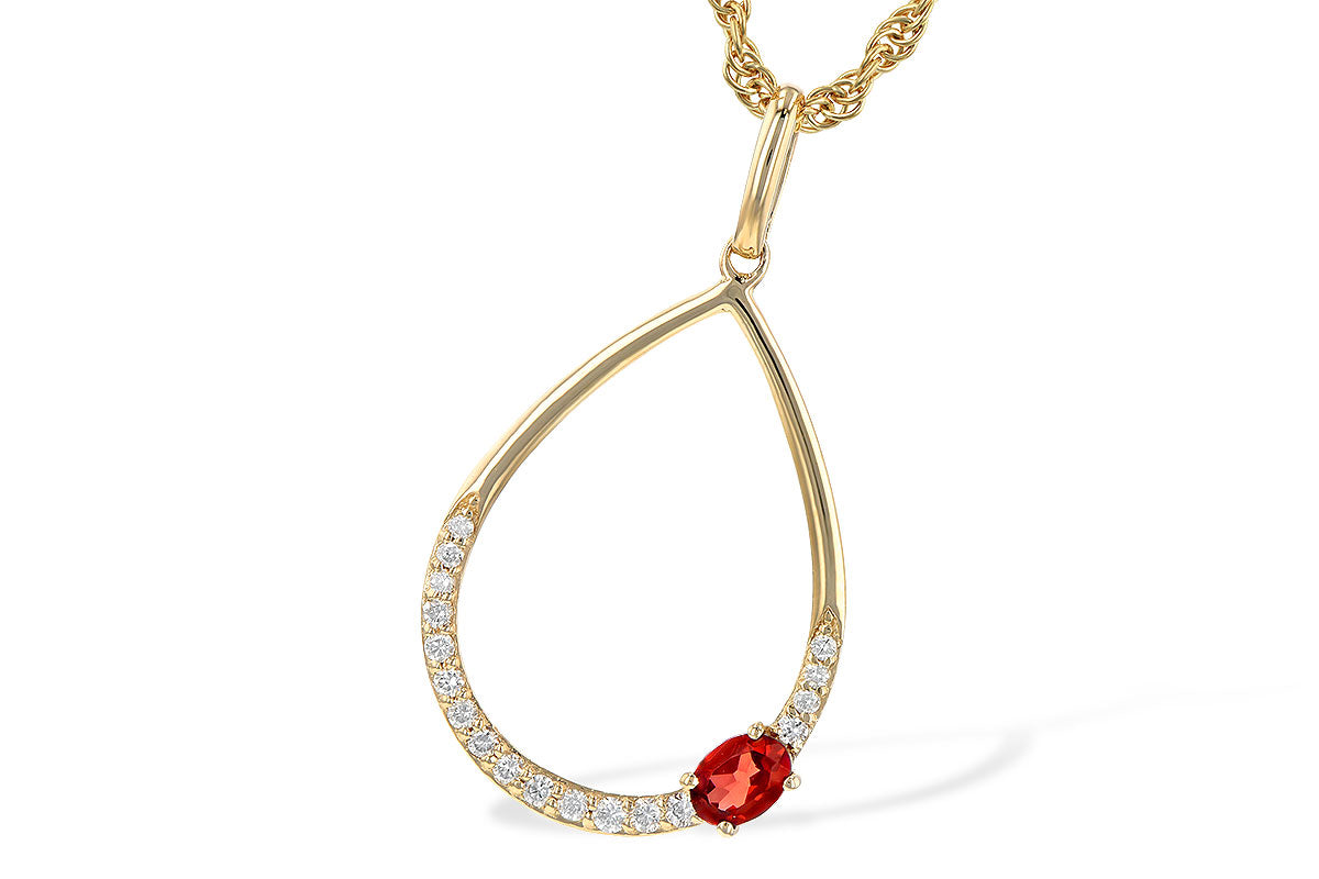 Allison Kaufman Garnet & Diamond Necklace in 14K Yellow Gold, 0.28 ctw