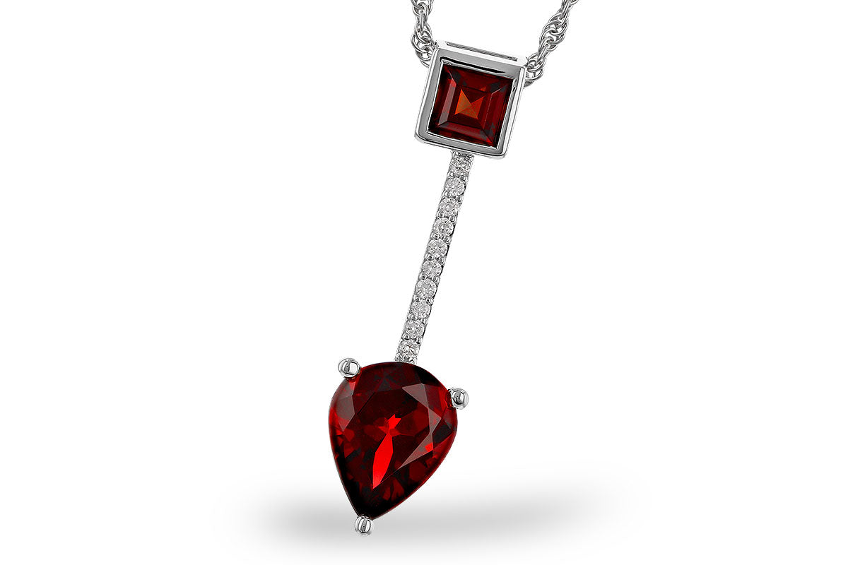 Allison Kaufman Garnet & Diamond Necklace in 14K White Gold, 2.20 ctw