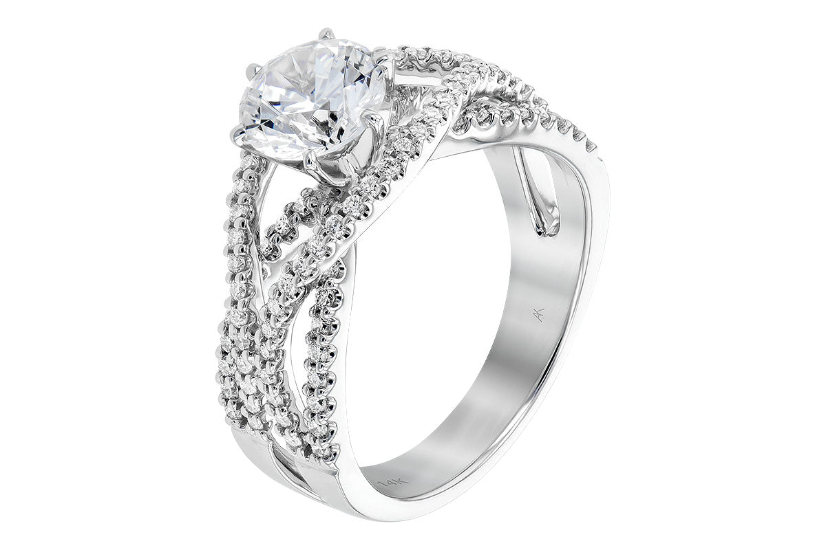 Allison Kaufman Diamond Engagement Ring Semi-Mount in 14K White Gold, 0.53 ctw, alternate view
