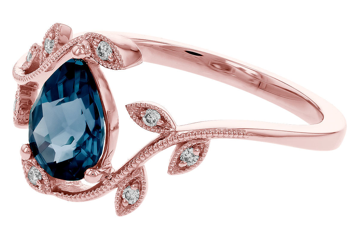 Allison Kaufman London Blue Topaz & Diamond Ring in 14K Rose Gold, 1.26 ctw, alternate view