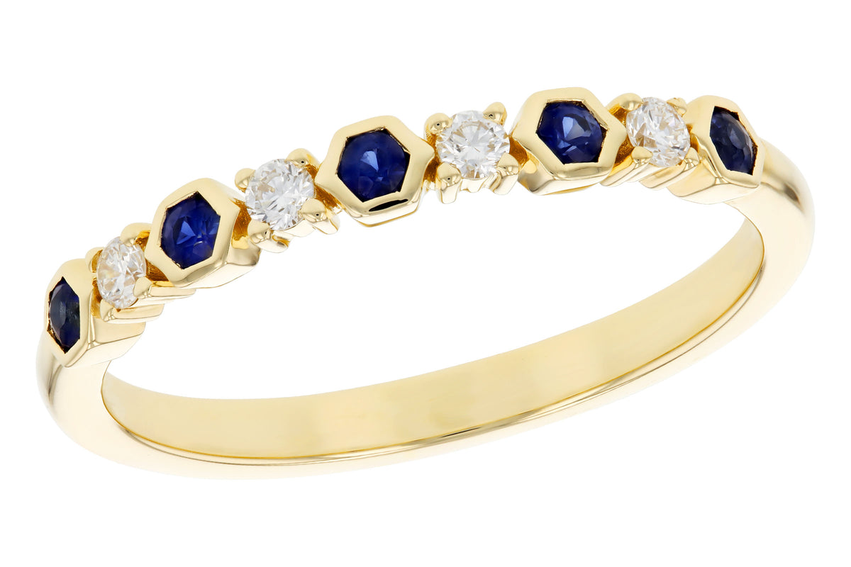 Allison Kaufman Sapphire & Diamond Wedding Band in 14K Yellow Gold, 0.24 ctw