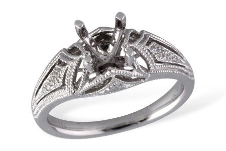 Allison Kaufman Diamond Engagement Ring Semi-Mount in 14K White Gold, 0.07 ctw (L7439)