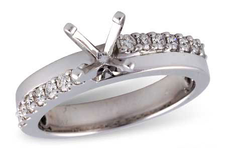 Allison Kaufman Diamond Engagement Ring Semi-Mount in 14K White Gold, 0.34 ctw (L7356)