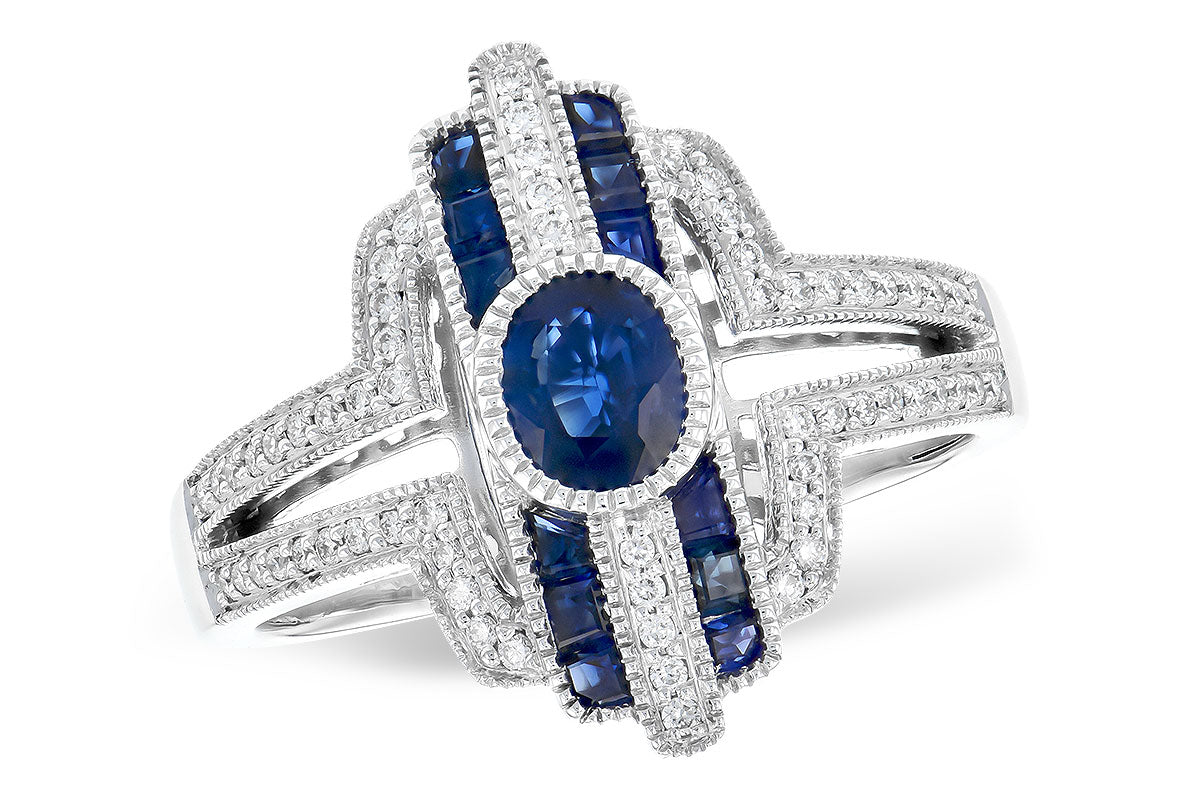 Allison Kaufman Sapphire & Diamond Ring in 14K White Gold, 1.10 ctw