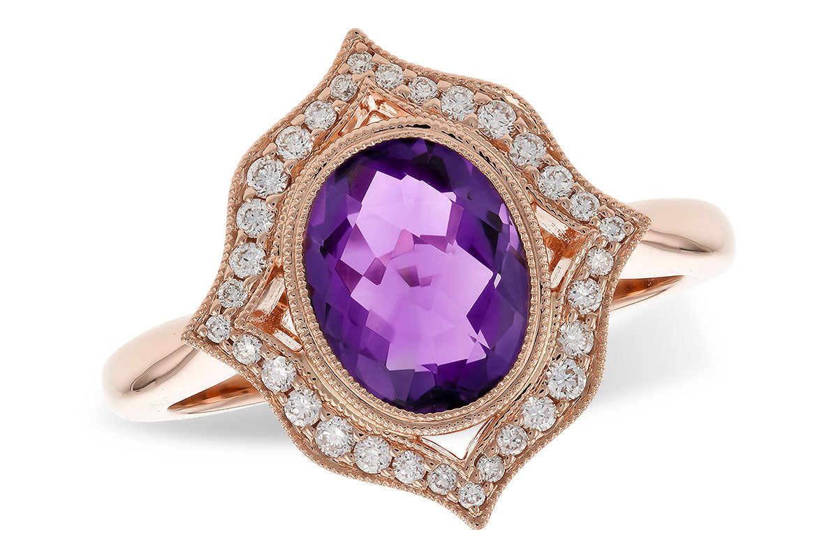 Allison Kaufman Amethyst & Diamond Ring in 14K Rose Gold, 1.70 ctw