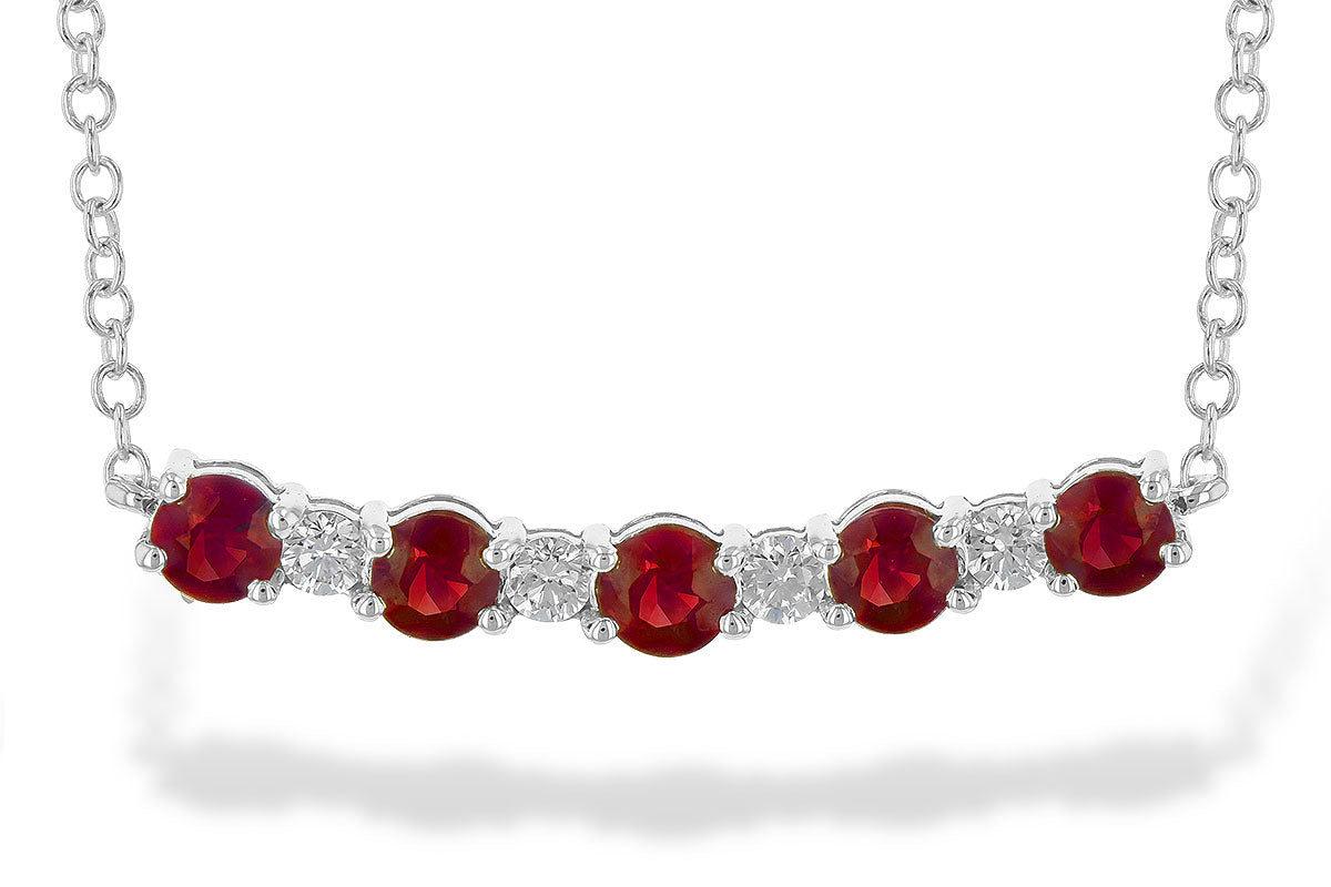 Allison Kaufman Ruby & Diamond Necklace in 14K White Gold, 0.70 ctw (N8144)