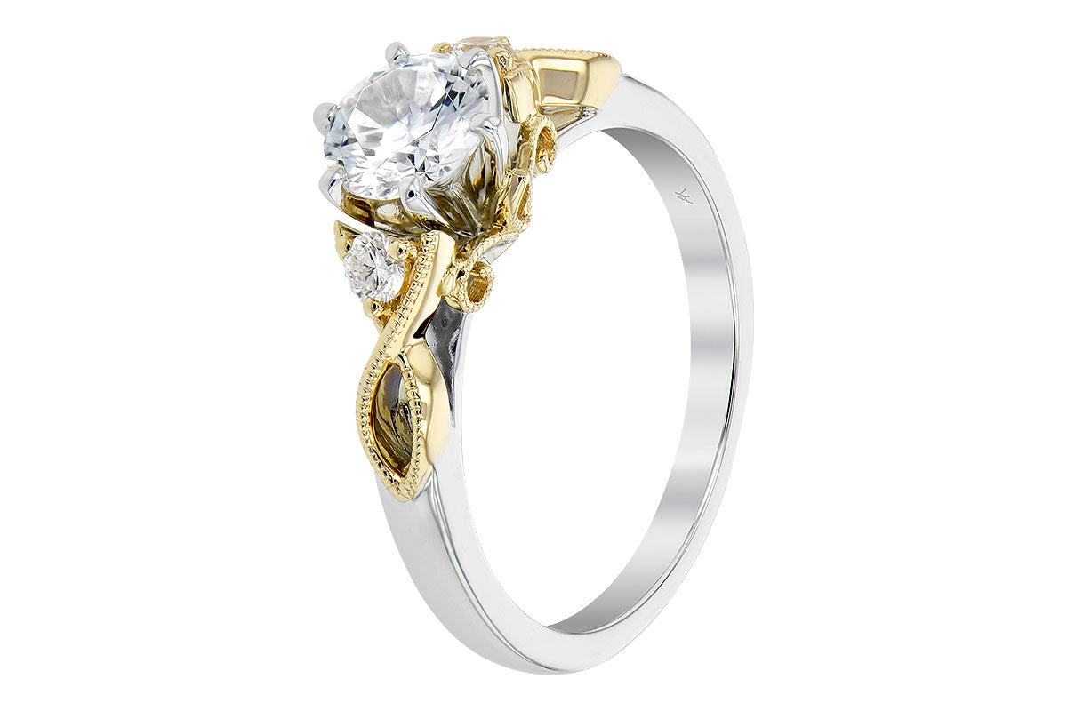 Allison Kaufman Diamond Engagement Ring Semi-Mount in 14K Two-Tone Gold, 0.12 ctw, alternate view