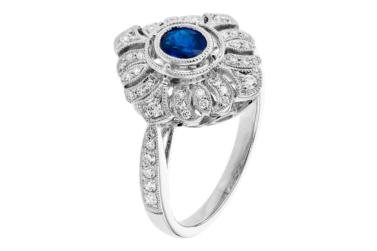 Allison Kaufman Sapphire & Diamond Ring in 14K White Gold, 0.78 ctw, alternate view
