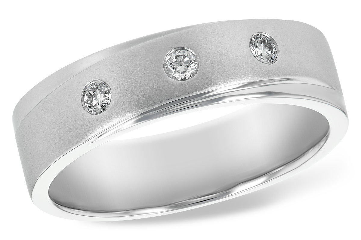 Allison Kaufman Diamond Men's Wedding Band in 14K White Gold, 0.13 ctw