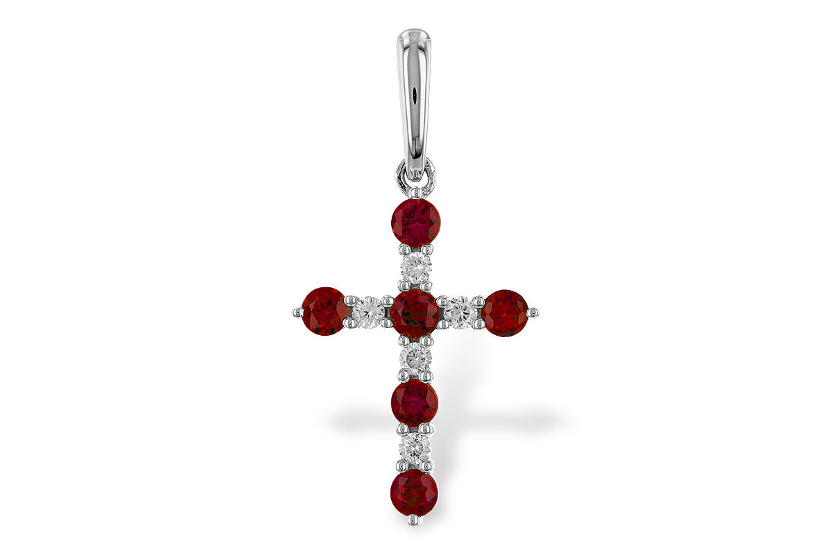 Allison Kaufman Ruby & Diamond Pendant in 14K White Gold, 0.42 ctw