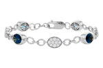 Allison Kaufman London Blue Topaz & Diamond Bracelet in 14K White Gold, 6.00 ctw