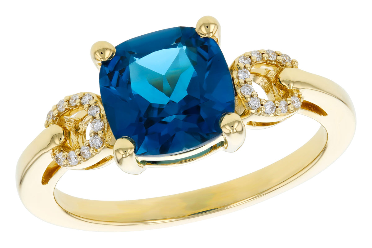 Allison Kaufman London Blue Topaz & Diamond Ring in 14K Yellow Gold, 2.21 ctw