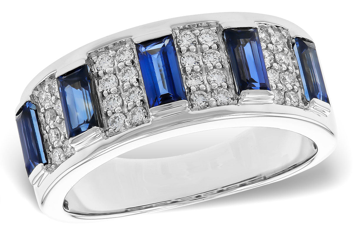 Allison Kaufman Sapphire & Diamond Wedding Band in 14K White Gold, 1.72 ctw