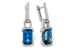 Allison Kaufman London Blue Topaz & Diamond Earrings in 14K White Gold, 4.45 ctw