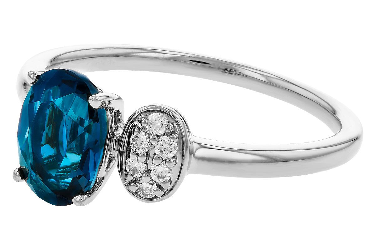 Allison Kaufman London Blue Topaz & Diamond Ring in 14K White Gold, 1.30 ctw, alternate view