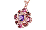 Allison Kaufman Multi-Gemstone & Diamond Necklace in 14K Rose Gold, 2.82 ctw, alternate view