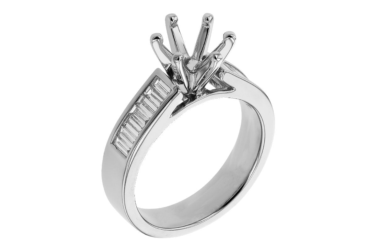 Allison Kaufman Baguette Diamond Engagement Ring Semi-Mount in 14K White Gold, 0.50 ctw (L7870), alternate view