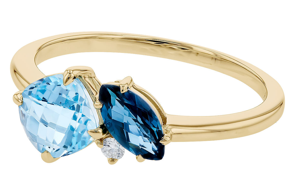 Allison Kaufman Blue Topaz & Diamond Ring in 14K Yellow Gold, 1.52 ctw (D5903), alternate view