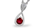 Allison Kaufman Ruby & Diamond Necklace in 14K White Gold, 0.26 ctw (N8617)