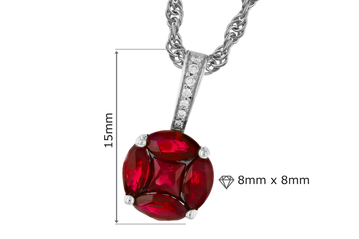 Allison Kaufman Ruby & Diamond Necklace in 14K White Gold, 0.82 ctw, alternate view