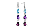 Allison Kaufman Multi-Gemstone & Diamond Earrings in 14K White Gold, 2.30 ctw