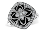 Allison Kaufman Onyx & Diamond Ring in 14K White Gold, 0.30 ctw (D5978)
