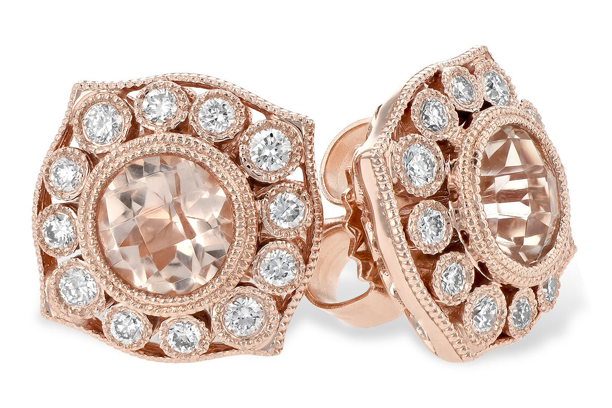 Allison Kaufman Morganite & Diamond Earrings in 14K Rose Gold, 0.98 ctw
