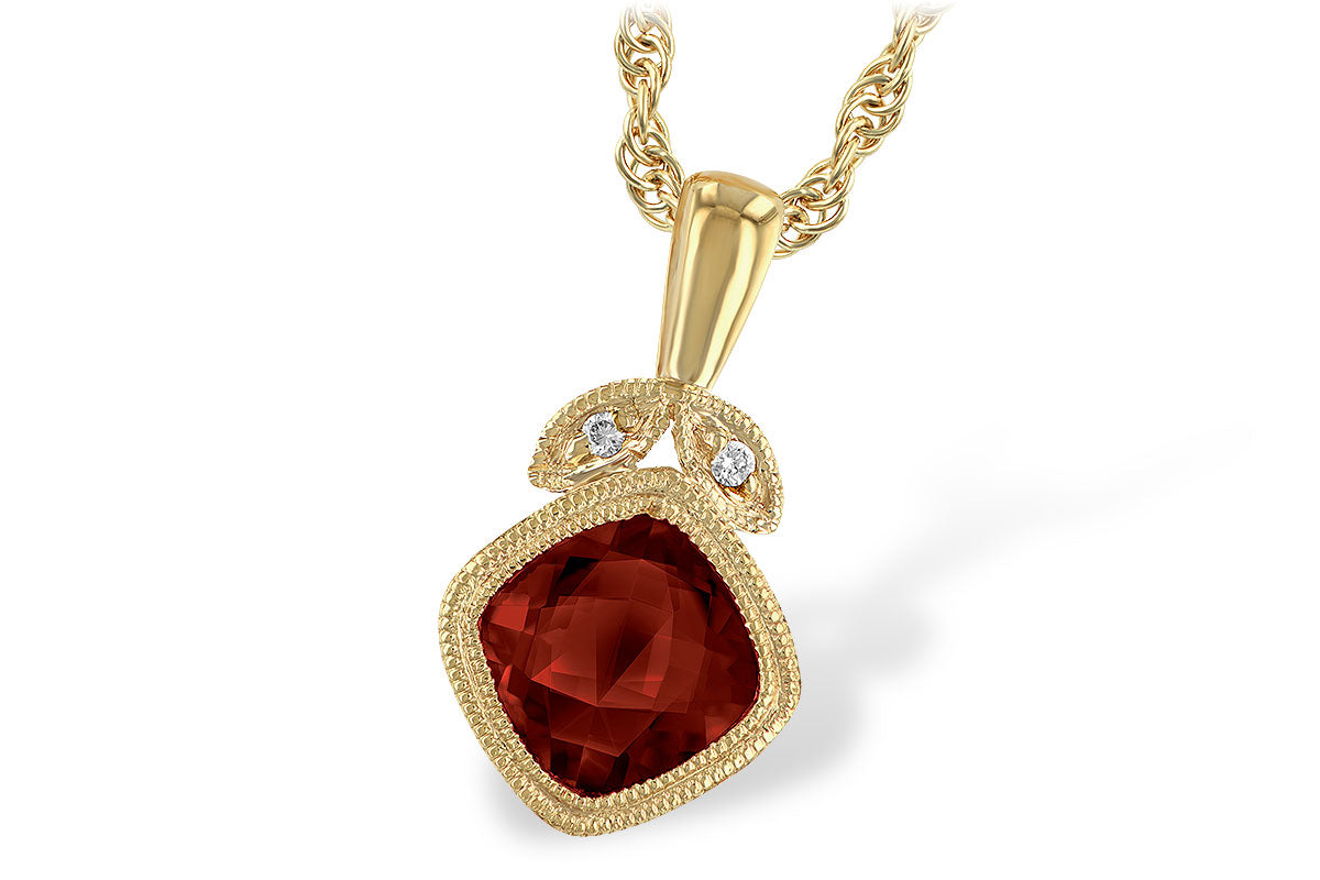 Allison Kaufman Garnet & Diamond Necklace in 14K Yellow Gold, 1.10 ctw