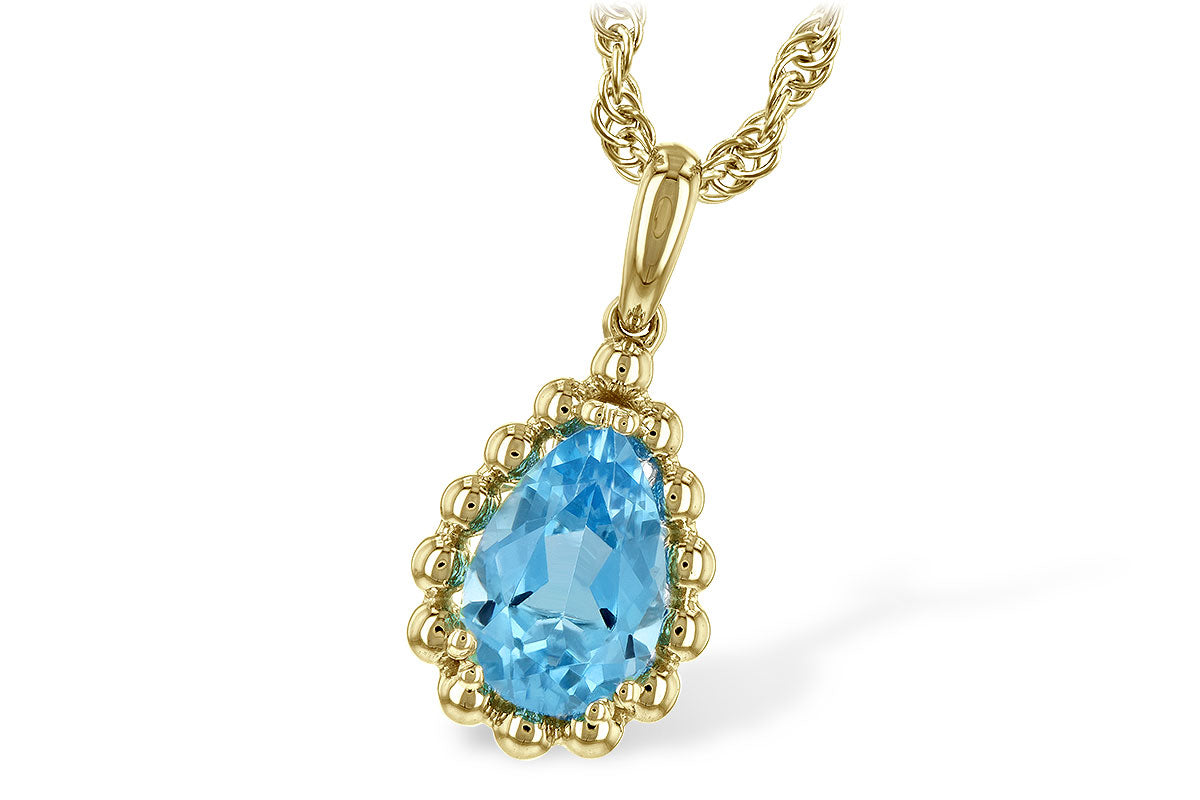 Allison Kaufman Blue Topaz Necklace in 14K Yellow Gold, 1.55 ctw
