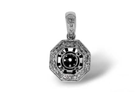 Allison Kaufman Diamond Pendant Semi-Mount in 14K White Gold, 0.13 ctw (P6409)